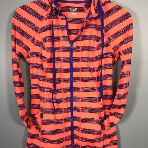 Lukka Womens S Small Striped Full-Zip Hoodie Jacket In Pink & Purple - Picture 5 of 8